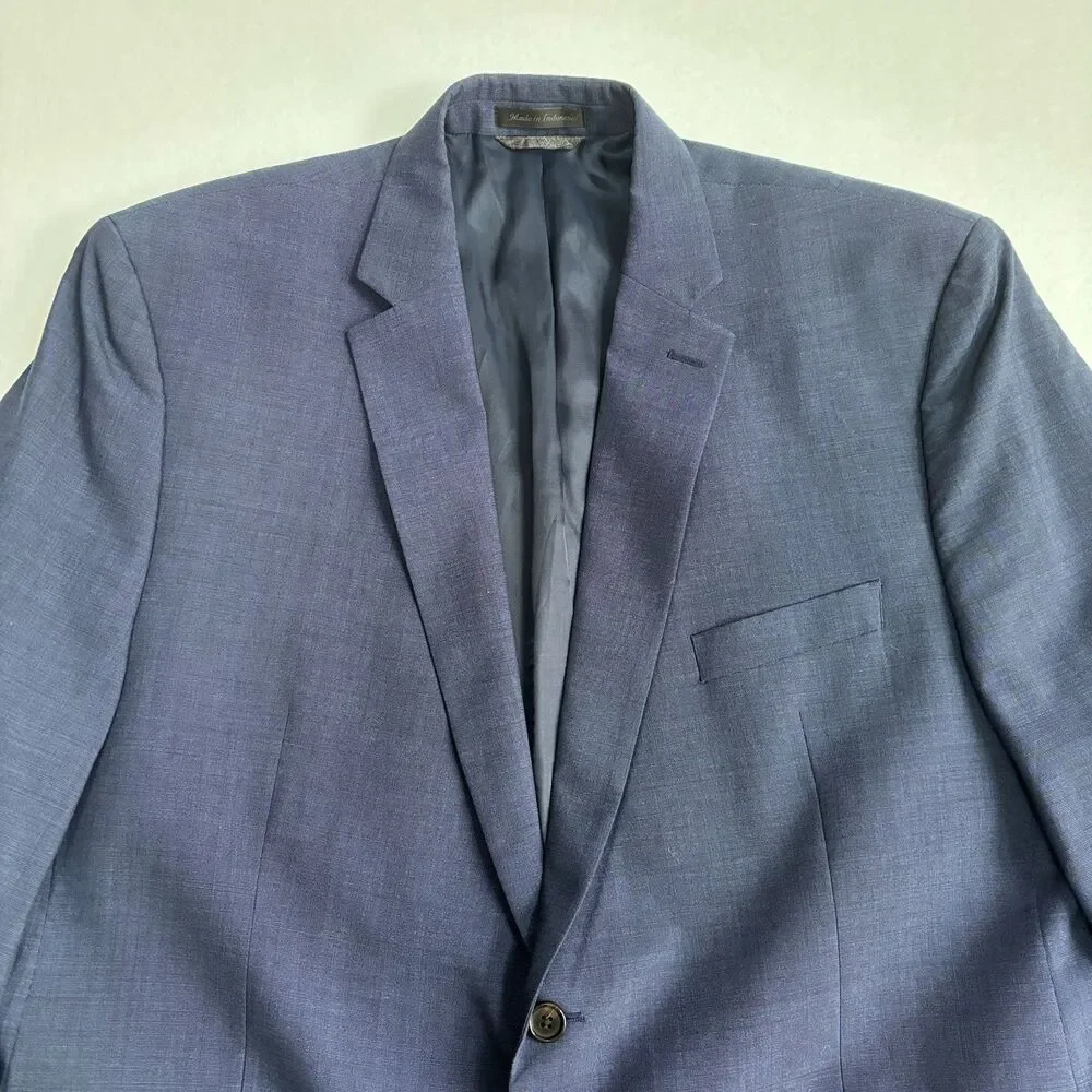 Ralph Lauren Wool Suit Jacket Blazer Mens 46R Navy Blue Formal Preppy Wedding